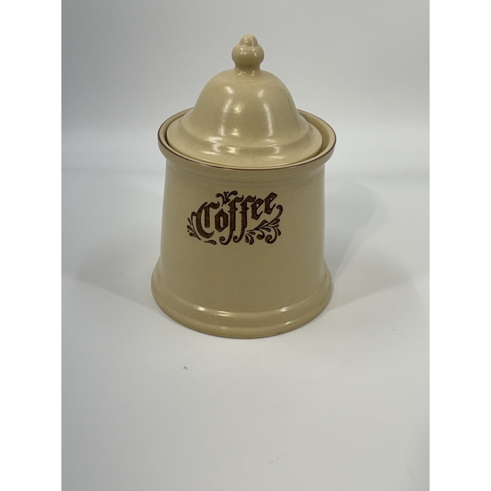 Pfaltzgraff Village Coffee Canister Castle Stamp Wide Base w/ Lid
